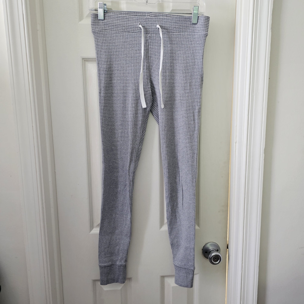 Gray and White Cotton Pajama Bottoms